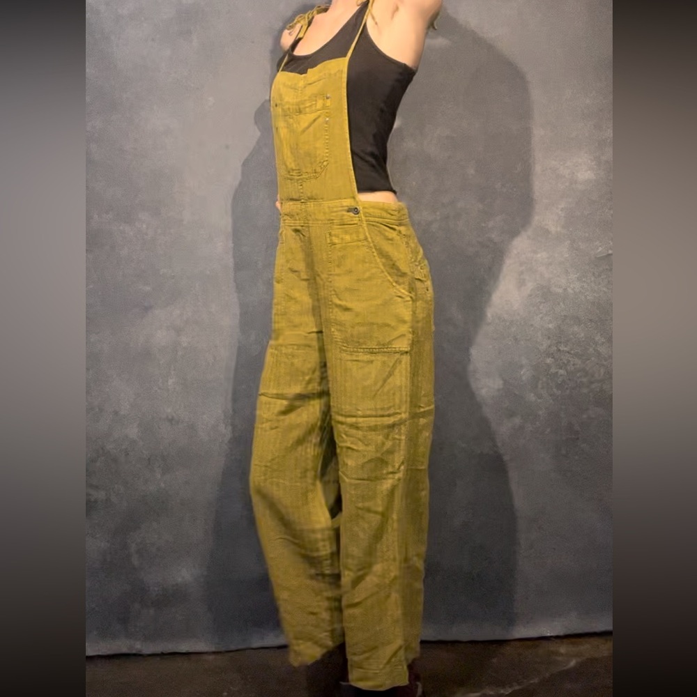 natural sights Free People overalls in mustard color